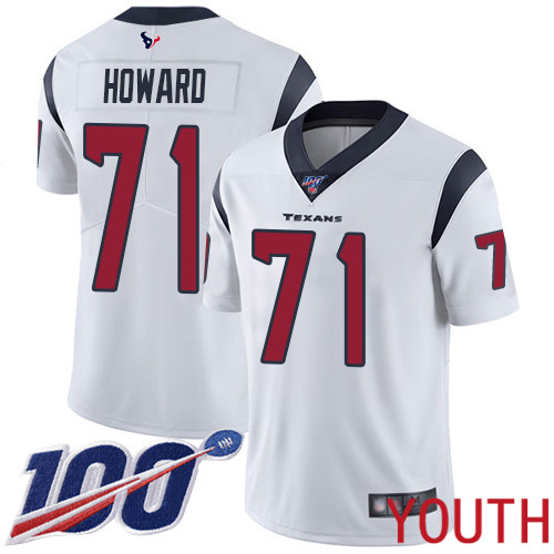 Houston Texans Limited White Youth Tytus Howard Road Jersey NFL Football #71 100th Season Vapor Untouchable->houston texans->NFL Jersey